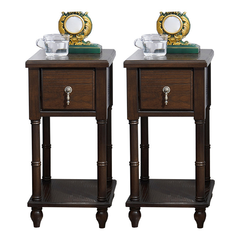 Traditional Nightstand Solid Wood Night Table for Living Room 11.8"L x 15"W x 23.5"H Nut-Brown 2 Piece Set Clearhalo 'Bedroom Furniture' 'furn' 'furn_night_stand' 'Furniture' 'night_stand' 'Nightstands' 6256398