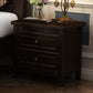 Traditional Nightstand Rubber Wood Night Table 2-drawers for Living Room