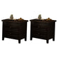 Traditional Nightstand Rubber Wood Night Table 2-drawers for Living Room
