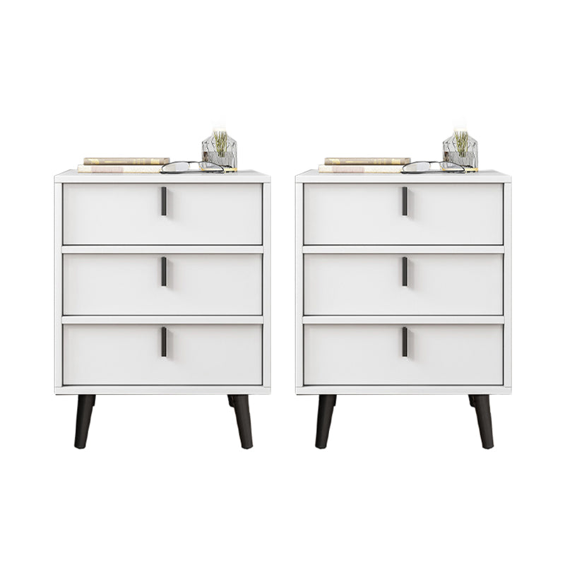 Mesa de noche contemporánea de almacenamiento de cajones con piernas en blanco/gris