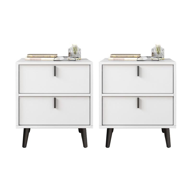 Mesa de noche contemporánea de almacenamiento de cajones con piernas en blanco/gris