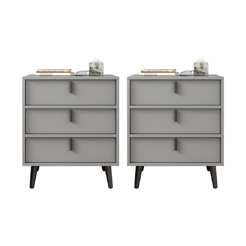 Mesa de noche contemporánea de almacenamiento de cajones con piernas en blanco/gris