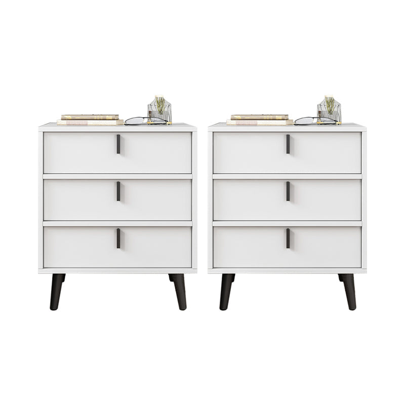 Mesa de noche contemporánea de almacenamiento de cajones con piernas en blanco/gris