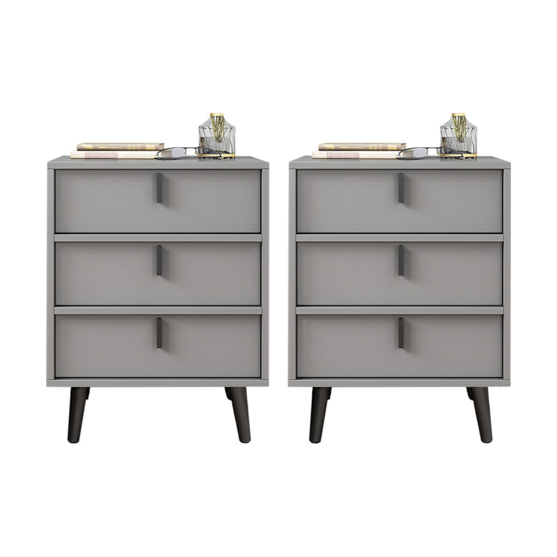 Mesa de noche contemporánea de almacenamiento de cajones con piernas en blanco/gris