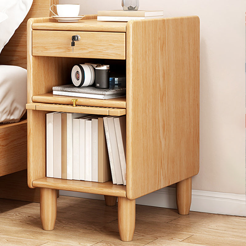 1 Drawer Contemporary Night Table 1 Door Nightstand with Legs ,21.7" Tall Natural 1 Piece Clearhalo 'Bedroom Furniture' 'furn' 'furn_night_stand' 'Furniture' 'night_stand' 'Nightstands' 6256548