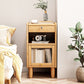 1 Drawer Contemporary Night Table 1 Door Nightstand with Legs ,21.7" Tall 12"L x 14"W x 22"H Natural 1 Piece Clearhalo 'Bedroom Furniture' 'furn' 'furn_night_stand' 'Furniture' 'night_stand' 'Nightstands' 6256549