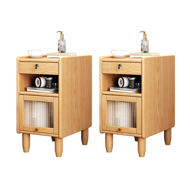 1 Drawer Contemporary Night Table 1 Door Nightstand with Legs ,21.7" Tall 12"L x 14"W x 22"H Natural 2 Piece Set Clearhalo 'Bedroom Furniture' 'furn' 'furn_night_stand' 'Furniture' 'night_stand' 'Nightstands' 6256553