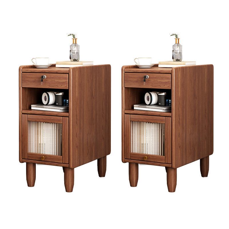 1 Drawer Contemporary Night Table 1 Door Nightstand with Legs ,21.7" Tall 10"L x 14"W x 22"H Nut-Brown 2 Piece Set Clearhalo 'Bedroom Furniture' 'furn' 'furn_night_stand' 'Furniture' 'night_stand' 'Nightstands' 6256556