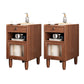 1 Drawer Contemporary Night Table 1 Door Nightstand with Legs ,21.7" Tall 14"L x 14"W x 22"H Nut-Brown 2 Piece Set Clearhalo 'Bedroom Furniture' 'furn' 'furn_night_stand' 'Furniture' 'night_stand' 'Nightstands' 6256558