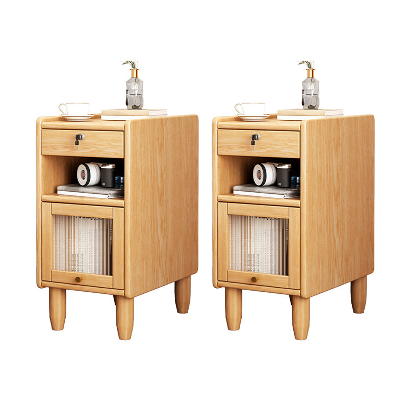 1 Drawer Contemporary Night Table 1 Door Nightstand with Legs ,21.7" Tall 10"L x 14"W x 22"H Natural 2 Piece Set Clearhalo 'Bedroom Furniture' 'furn' 'furn_night_stand' 'Furniture' 'night_stand' 'Nightstands' 6256559