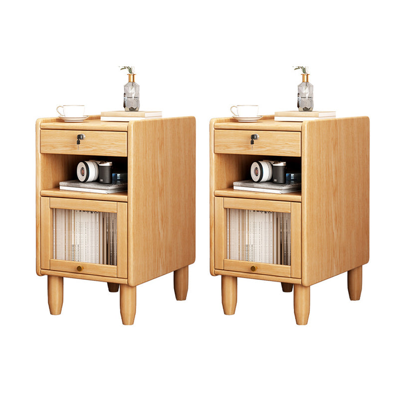 1 Drawer Contemporary Night Table 1 Door Nightstand with Legs ,21.7" Tall 14"L x 14"W x 22"H Natural 2 Piece Set Clearhalo 'Bedroom Furniture' 'furn' 'furn_night_stand' 'Furniture' 'night_stand' 'Nightstands' 6256561