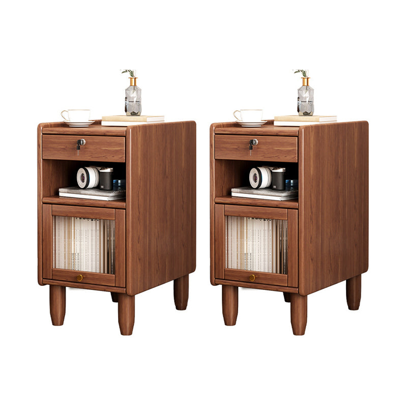1 Drawer Contemporary Night Table 1 Door Nightstand with Legs ,21.7" Tall 12"L x 14"W x 22"H Nut-Brown 2 Piece Set Clearhalo 'Bedroom Furniture' 'furn' 'furn_night_stand' 'Furniture' 'night_stand' 'Nightstands' 6256563