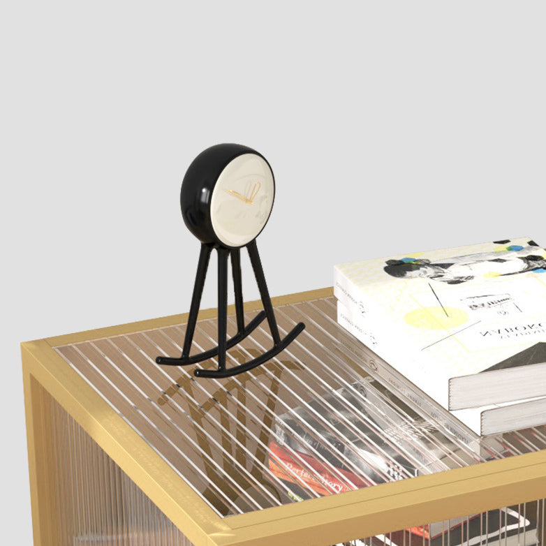 Mesa de nocturna de vidrio nocturno de metal contemporáneo con 1 puerta, 21.7 "de alto