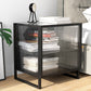 Mesa de nocturna de vidrio nocturno de metal contemporáneo con 1 puerta, 21.7 "de alto