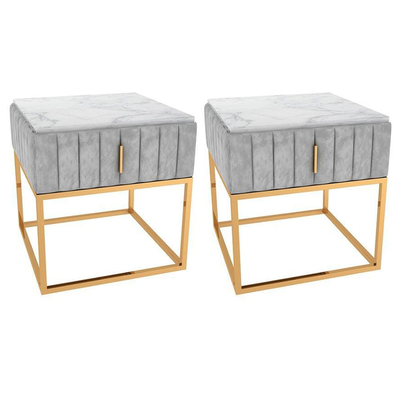 16"W X 20"H Modern Night Table Stone Accent Table Nightstand with 1-drawer Grey Cube 2 Piece Set Clearhalo 'Bedroom Furniture' 'furn' 'furn_night_stand' 'Furniture' 'night_stand' 'Nightstands' 6256627