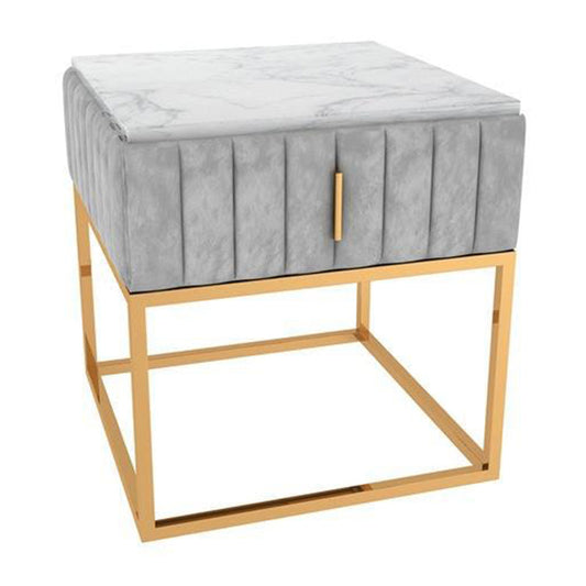 16"W X 20"H Modern Night Table Stone Accent Table Nightstand with 1-drawer Clearhalo 'Bedroom Furniture' 'furn' 'furn_night_stand' 'Furniture' 'night_stand' 'Nightstands' 6256628