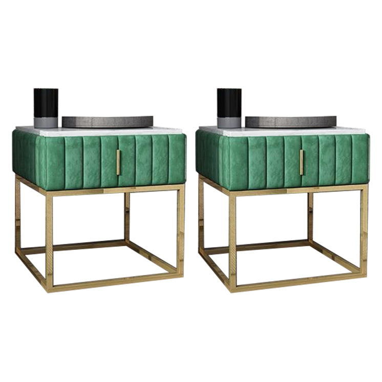 16"W X 20"H Modern Night Table Stone Accent Table Nightstand with 1-drawer Green Cube 2 Piece Set Clearhalo 'Bedroom Furniture' 'furn' 'furn_night_stand' 'Furniture' 'night_stand' 'Nightstands' 6256629