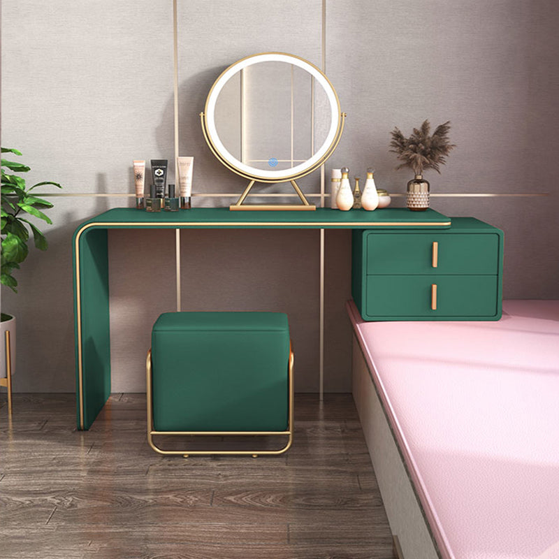 Cassetti doppi glam Camera da letto in pelle finta con tavolo da trucco e vanità per il trucco delle feci