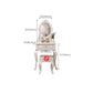 Victorian Mirrored Makeup Dressing Table Wood Stool Set in White Clearhalo 'Bedroom Furniture' 'furn' 'furn_makeup_vanities' 'Furniture' 'Makeup Vanities' 'makeup_vanities' 6256679