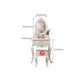 Victorian Mirrored Makeup Dressing Table Wood Stool Set in White Clearhalo 'Bedroom Furniture' 'furn' 'furn_makeup_vanities' 'Furniture' 'Makeup Vanities' 'makeup_vanities' 6256680