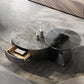 Tavolino da cocktail Glam Drum Slate con tavolino rotondo singolo con cassetto