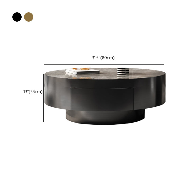 Tavolino da cocktail Glam Drum Slate con tavolino rotondo singolo con cassetto