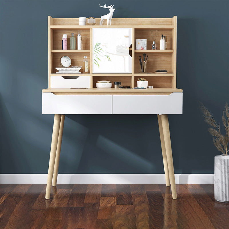 Skandinavischer Waschtisch mit Schubladen und Regalen und Spiegeln