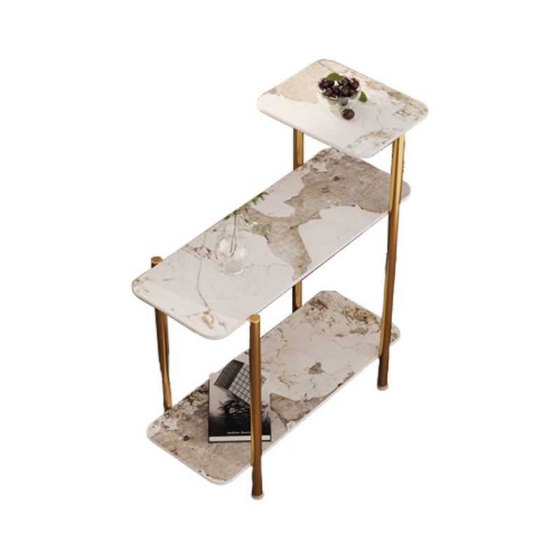 Contemporary Rectangular Side Table Slate Top 4 Legs End Table White Grey 1 Clearhalo 'Coffee & Accent Tables' 'End & Side Tables' 'end_side_tables' 'furn' 'furn_end_side_tables' 'Furniture' 'Living Room Furniture' 6256846