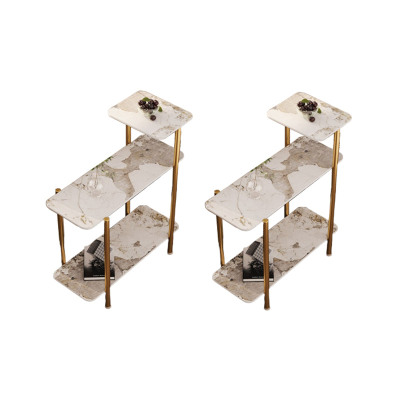 Contemporary Rectangular Side Table Slate Top 4 Legs End Table White Grey 2 Clearhalo 'Coffee & Accent Tables' 'End & Side Tables' 'end_side_tables' 'furn' 'furn_end_side_tables' 'Furniture' 'Living Room Furniture' 6256849