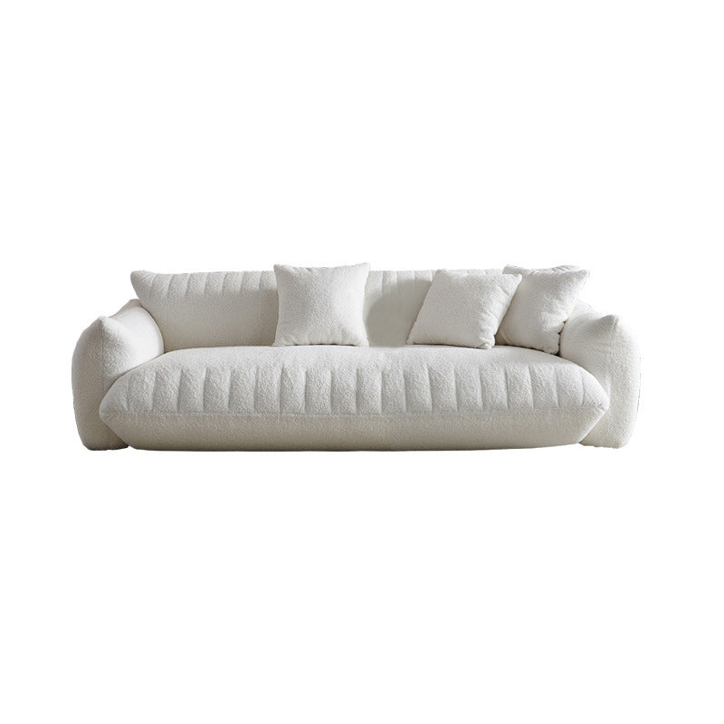 Modern 28.74" H Wool Recessed Arm Sofa in White for Living Room
