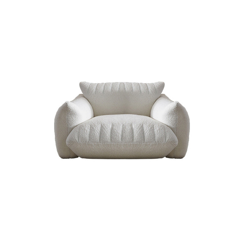 Modern 28.74" H Wool Recessed Arm Sofa in White for Living Room