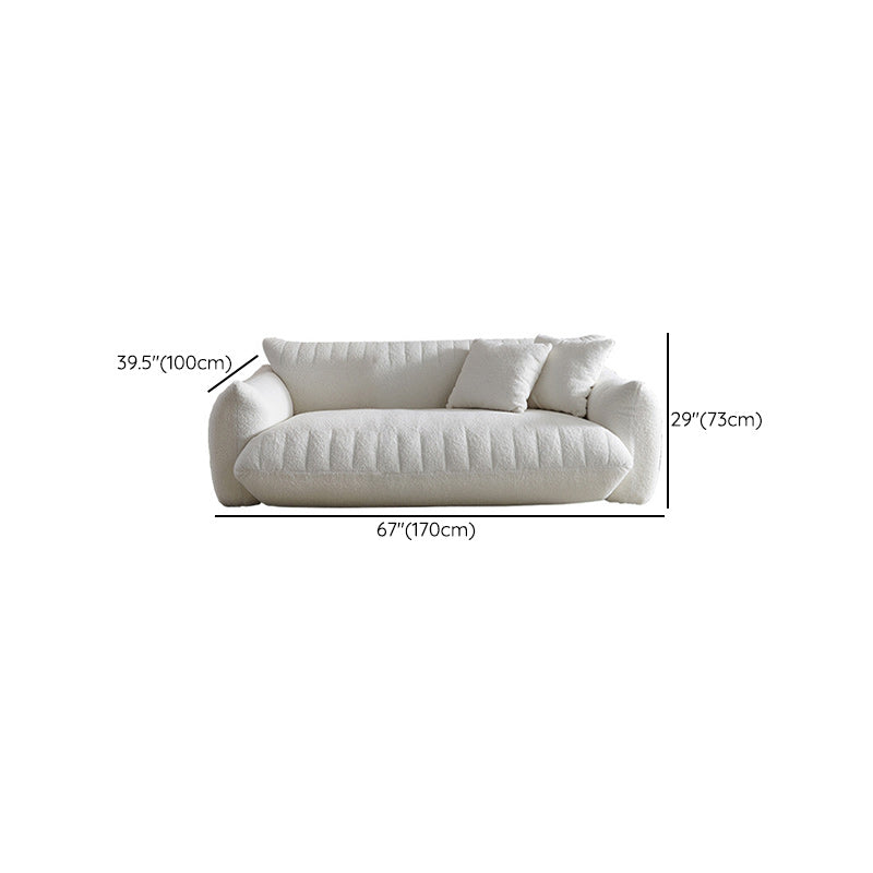 Modern 28.74" H Wool Recessed Arm Sofa in White for Living Room