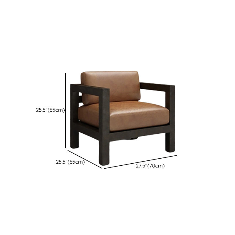 Divano in pelle marrone contemporanea con piazza nera in ferro per appartamento