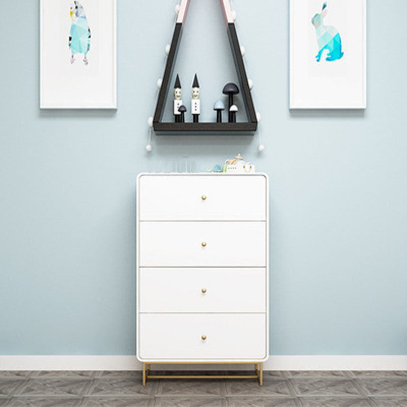 Wood 4 - Drawer Accent Chest Modern 34.6-Inch High Simple Storage Chest 24"L x 16"W x 35"H White Clearhalo 'Cabinets & Chests' 'cabinets_chests' 'furn' 'furn_cabinets_chests' 'Furniture' 'Living Room Furniture' 6256911