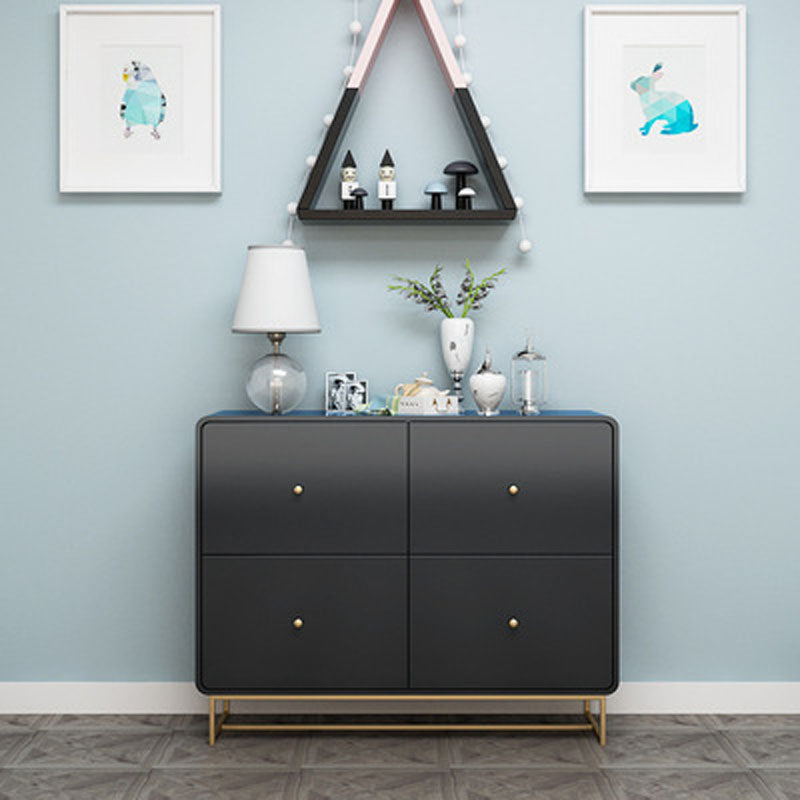 Wood 4 - Drawer Accent Chest Modern 34.6-Inch High Simple Storage Chest 39"L x 16"W x 25.5"H Black Clearhalo 'Cabinets & Chests' 'cabinets_chests' 'furn' 'furn_cabinets_chests' 'Furniture' 'Living Room Furniture' 6256916