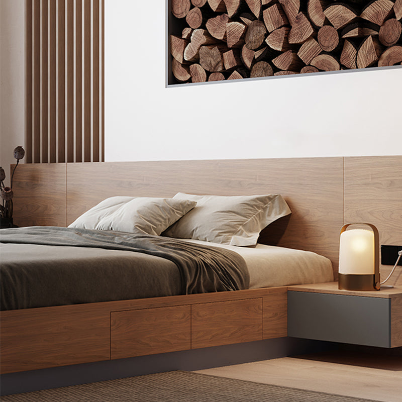 Rechteckige Panel Plattform Bettrahmen natürliches Standardbett mit Schubladen