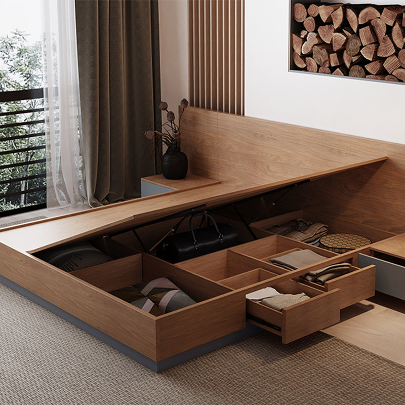 Rechteckige Panel Plattform Bettrahmen natürliches Standardbett mit Schubladen