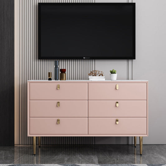 Glam Chest Bedroom Stone Horizontal Storage Chest with Drawers