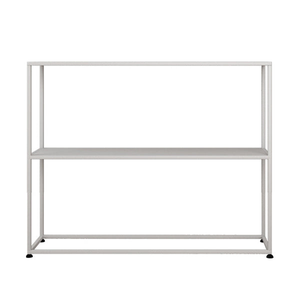 31.5" Tall Modern Console Table Iron Accent Table with Shelf 31.5"L x 9.8"W x 31.5"H White Clearhalo 'Console Tables' 'console_tables' 'Entry & Mudroom Furniture' 'furn' 'furn_console_tables' 'Furniture' 6261943