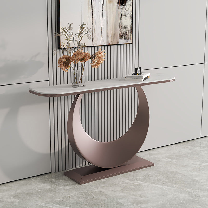 Tavolo da console alto 31,5 pollici di accento di mezza luna moderna con scaffale