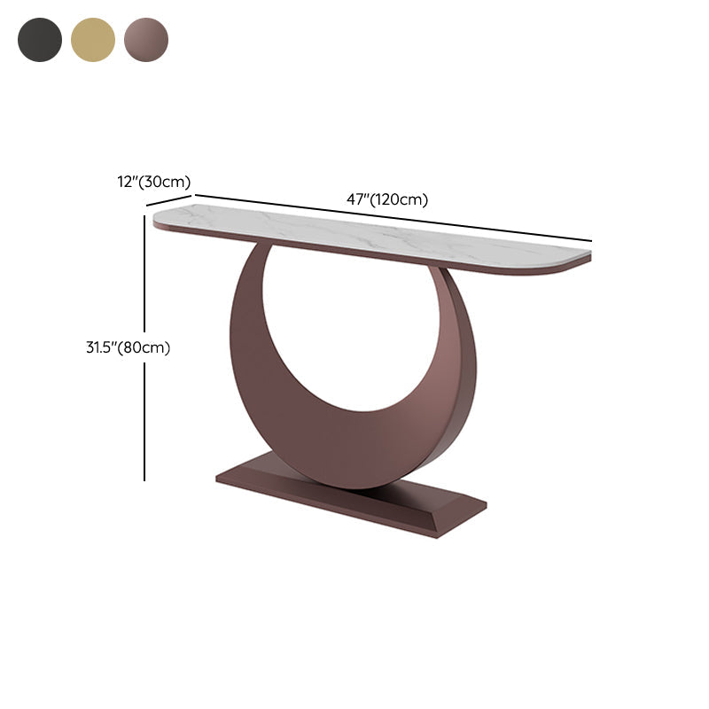 Tavolo da console alto 31,5 pollici di accento di mezza luna moderna con scaffale