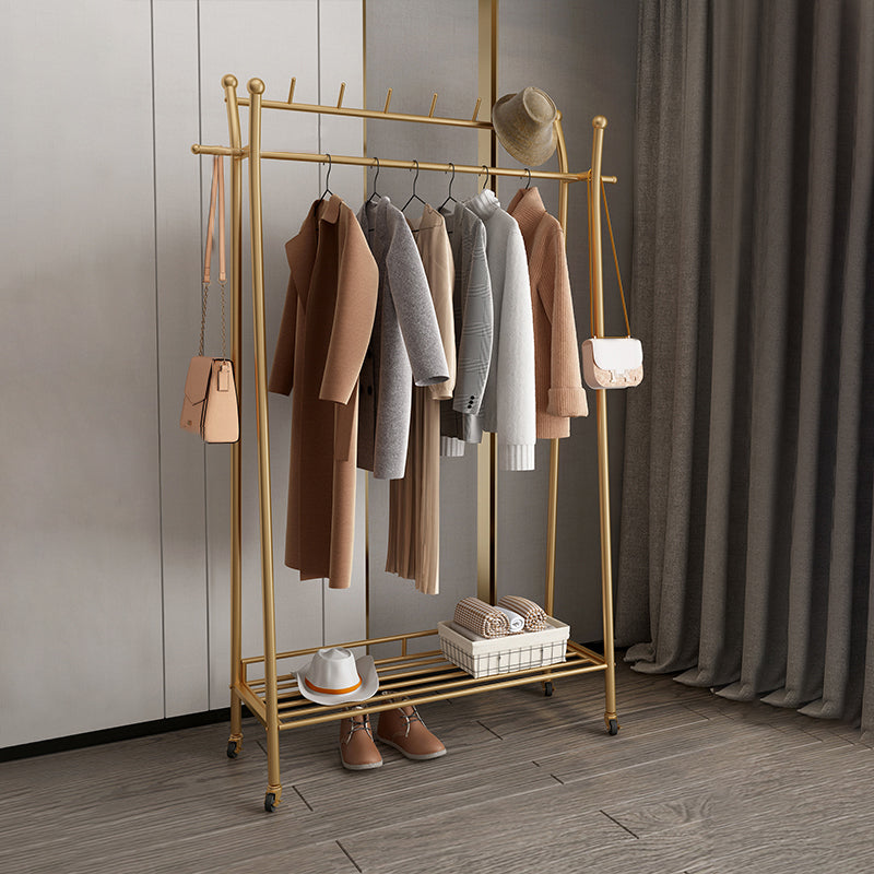 Modern Style Coat Rack Metallic Hooks Design Free Standing Coat Rack with Shelves 39.4"L x 13.8"W x 68.9"H 1 Clearhalo 'Entry & Mudroom Furniture' 'furn' 'furn_hall_tree_coat_racks' 'Furniture' 'Hall Trees & Coat Racks' 'hall_tree_coat_racks' 6262470