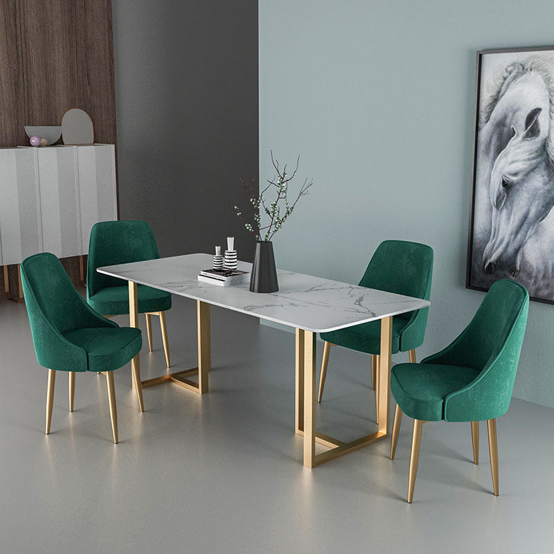 Modern Dining Set with Velvet Chairs 1/4/5/7 Pieces Dinette Set 5 Pieces: Table, 4 Green Chairs Clearhalo 'Dining Room Sets' 'Dining Tables & Seating' 'dining_room_set' 'furn' 'furn_dining_room_set' 'Furniture' 'Kitchen & Dining Furniture' 6262538