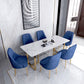 Modern Dining Set with Velvet Chairs 1/4/5/7 Pieces Dinette Set 7 Pieces: Table, 6 Blue Chairs Clearhalo 'Dining Room Sets' 'Dining Tables & Seating' 'dining_room_set' 'furn' 'furn_dining_room_set' 'Furniture' 'Kitchen & Dining Furniture' 6262546