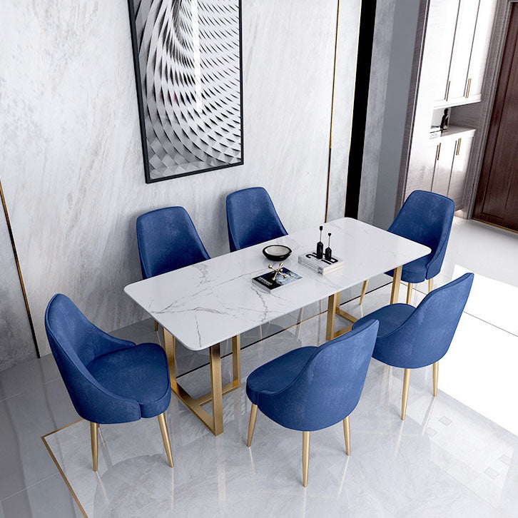 Modern Dining Set with Velvet Chairs 1/4/5/7 Pieces Dinette Set 7 Pieces: Table, 6 Blue Chairs Clearhalo 'Dining Room Sets' 'Dining Tables & Seating' 'dining_room_set' 'furn' 'furn_dining_room_set' 'Furniture' 'Kitchen & Dining Furniture' 6262546