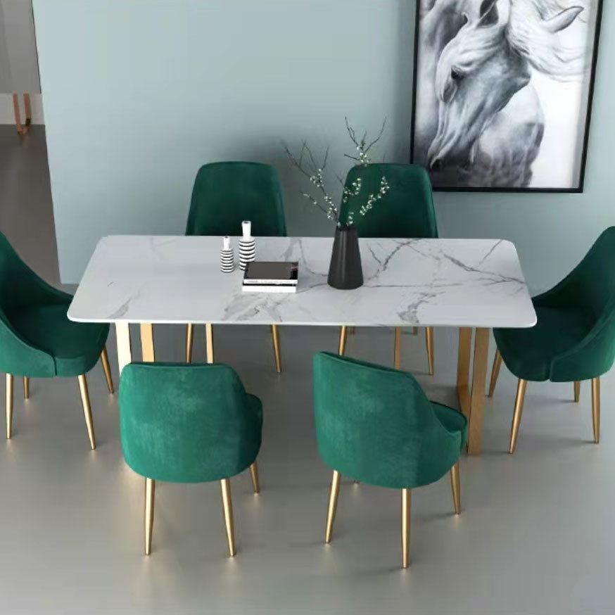 Modern Dining Set with Velvet Chairs 1/4/5/7 Pieces Dinette Set 7 Pieces: Table, 6 Green Chairs Clearhalo 'Dining Room Sets' 'Dining Tables & Seating' 'dining_room_set' 'furn' 'furn_dining_room_set' 'Furniture' 'Kitchen & Dining Furniture' 6262547