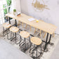 Metal Base Bar Table Rectangular Wood Top Bistro Pub Table for Bar 78.7"L x 17.7"W x 41.3"H Natural Without Chairs Clearhalo 'Bar Furniture' 'Bar Tables' 'bar_tables' 'furn' 'furn_bar_tables' 'Furniture' 'Kitchen & Dining Furniture' 6262555