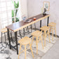 Metal Base Bar Table Rectangular Wood Top Bistro Pub Table for Bar 70.9"L x 17.7"W x 41.3"H Brown Without Chairs Clearhalo 'Bar Furniture' 'Bar Tables' 'bar_tables' 'furn' 'furn_bar_tables' 'Furniture' 'Kitchen & Dining Furniture' 6262557