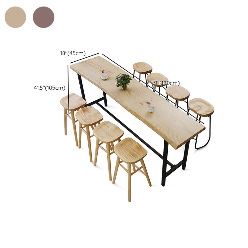 Metal Base Bar Table Rectangular Wood Top Bistro Pub Table for Bar Clearhalo 'Bar Furniture' 'Bar Tables' 'bar_tables' 'furn' 'furn_bar_tables' 'Furniture' 'Kitchen & Dining Furniture' 6262563