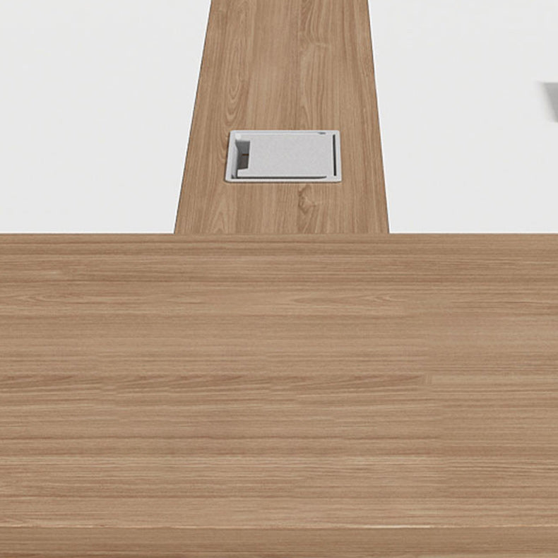 Artificial Wood Writing Desk Curved Industrial Office Desk in White and Natural Clearhalo 'furn' 'furn_office_desk' 'Furniture' 'Office Desks' 'Office Furniture' 'office_desk' 6262622